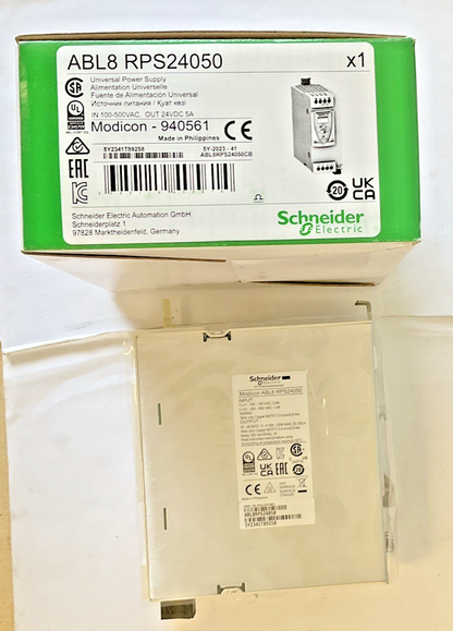 SCHNEIDER ELECTRIC ABL8RPS24050 POWER SUPPLY MODICON 940561 24VDC 5A 500VAC0