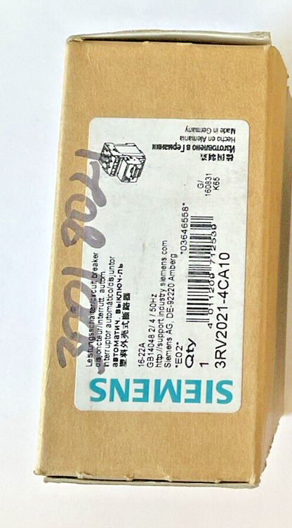 SIEMENS 3RV2021-4CA10 MOTOR CONTROL 16-22A1