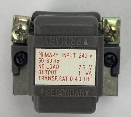 IDEC T2 TRANSFORMER POWER SUPPLY INPUT 240V 50-60HZ NO LOAD 7.5V OUTPUT 1VA0