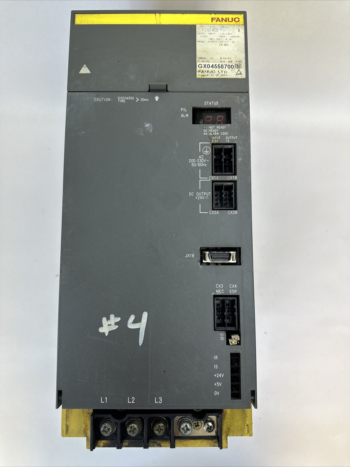 FANUC A06B-6087-H126 POWER SUPPLY INPUT 200-230VAC OUTPUT 283-325VDC SER D0