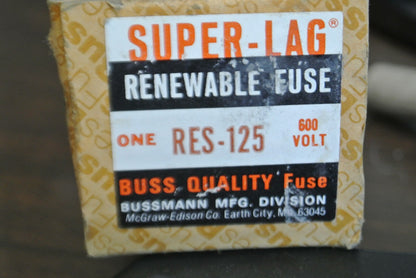 BUSS RES-125 SUPER-LAG RENEWABLE FUSE / 125A / 600V / NEW SURPLUS2