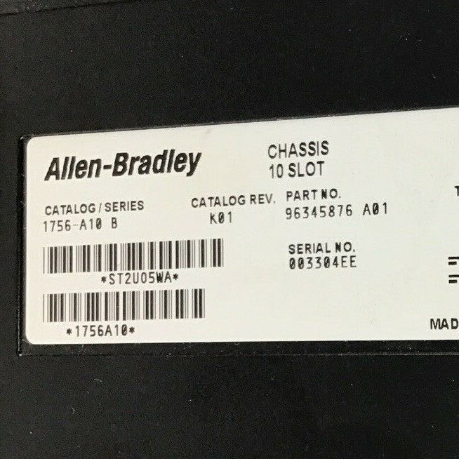 ALLEN BRADLEY 1756-A10 SER.B CAT.REV.K01 10 SLOT CHASSIS 24VDC3