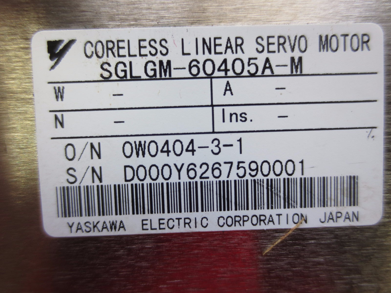 YASKAWA SGLGM-60405A-M + SGLFM-20540AC CORELESS LINEAR SERVO MOTOR MAGNET TRACKS1