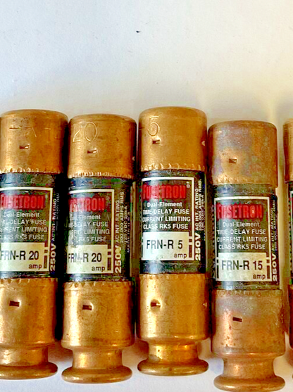 BUSSMANN FRN-R 15(3), FRN-R 20(3), FRN-R 5(1) FUSE FUSETRON 250VAC ***BAG OF 7**2