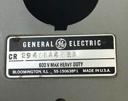 GE CR2940BA402A GENERAL PURPOSE ENCLOSURE 600V MAX HEAVY DUTY3