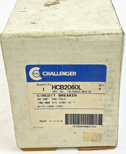 CHALLENGER - HCB2060L SERIES A -  CIRCUIT BREAKER - 60A/2 POLE/240 VAC2