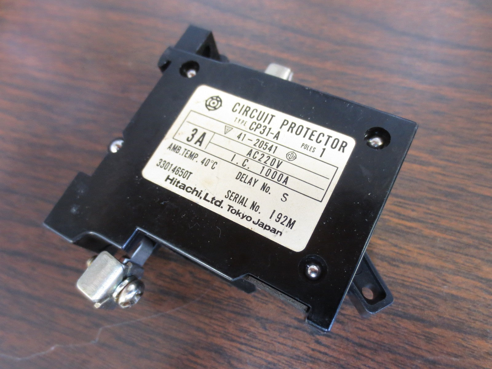 HITACHI CP31-A CIRCUIT PROTECTOR 3A 220VAC 1-POLE DELAY No. S2