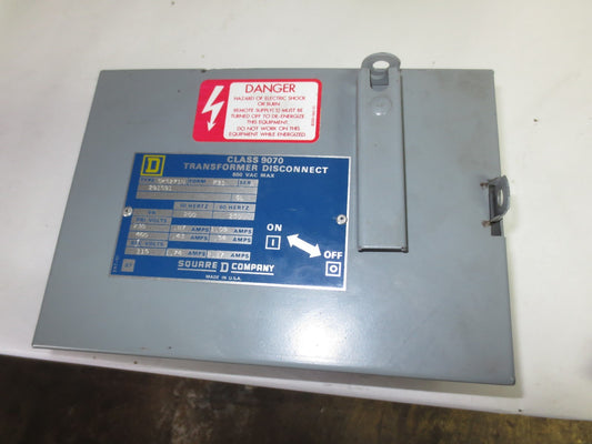 SQUARE D SK5271N TRANSFORMER DISCONNECT 600VAC 250VA/60Hz0