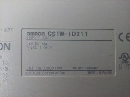 OMRON, CS1W-ID211, CS1WID211, INPUT UNIT MODULE, 24V-DC, 7mA, CLASS 2 ONLY2