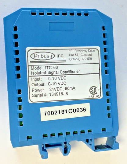 PRIBUSIN ITC-66 ISOLATED SIGNAL CONDITIONER 24VDC 80MA5