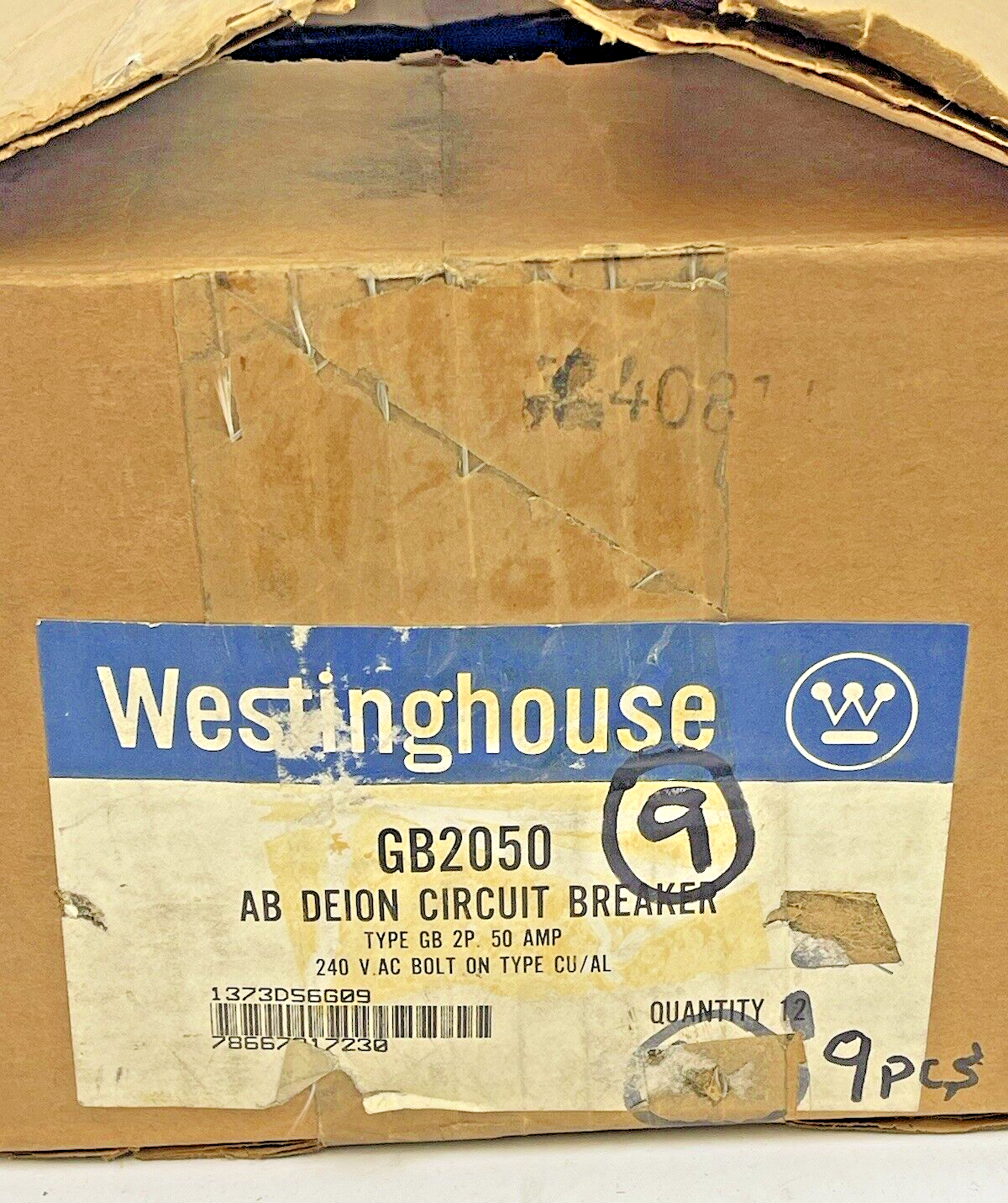 WESTINGHOUSE **BOX OF 9** - GB2050 - 50A/2 POLE/240 VAC/AB DE-ION/TYPE GB - NEW1