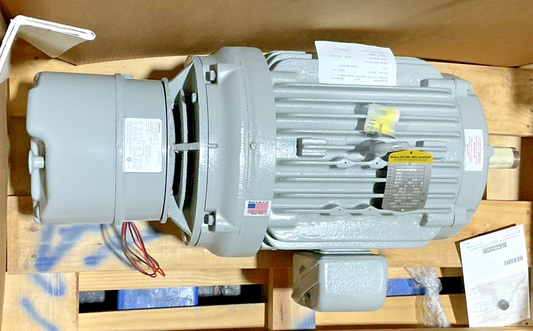 BALDOR 7.5HP 1760RPM 9.2A MOTOR W/ STEARN 108704100GLF BRAKE REV.B 35LB-FT0