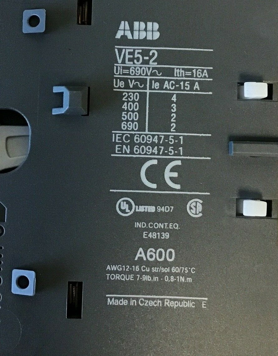 ABB VE5-2 MECHANICAL INTERLOCK 690VAC 16A ****LOTOF5****11