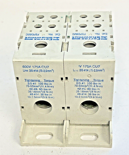 FERRAZ SHAWMUT *LOT OF 2* - FSPDB2C - POWER DISTRIBUTION BLOCK - 600VAC, 175A3