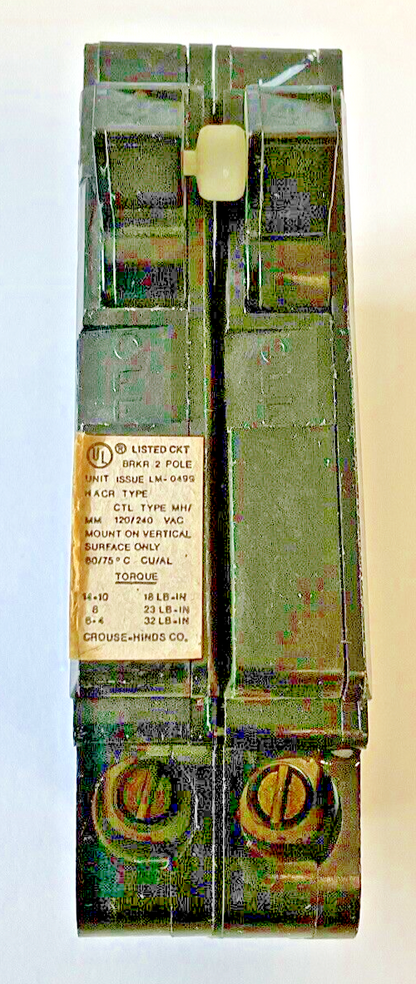 CROUSE-HINDS MH/MM 40A CIRCUIT BREAKER 2POLE 120/240VAC0