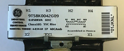 GENERAL ELECTRIC 9T58K0042G09 TRANSFORMER 0.050KVA 60HZ CLASS105 ***LOTOF3***2