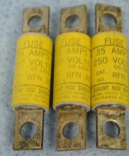 LOT of 3 / ECONOMY RFN35 SEMICONDUCTOR FUSE / 35A / 250V 0