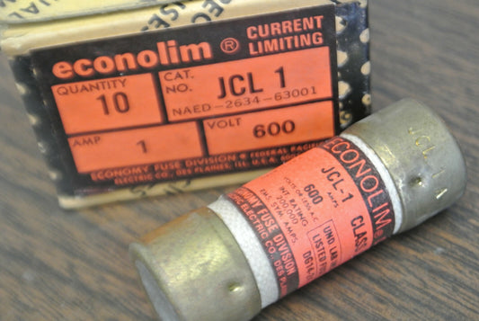 BOX of 10 / ECONOMY JCL1 CURRENT-LIMITING FUSE / 1A / 600V / NEW SURPLUS0