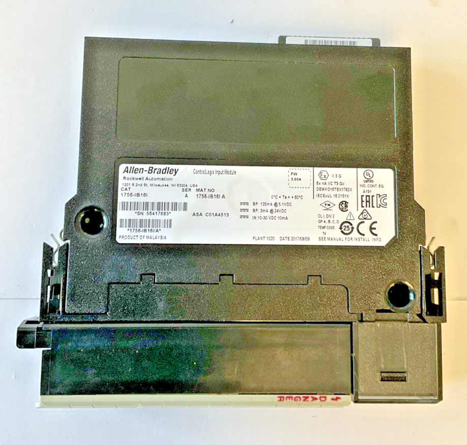 ALLEN BRADLEY 1756-IB16I INPUIT MODULE FW:3.004 SER.A 24VDC1