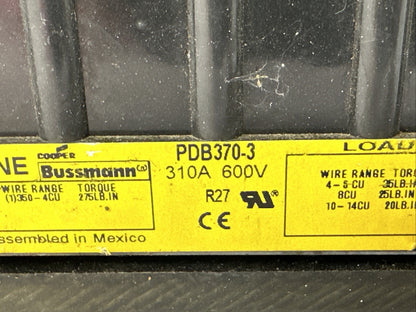 BUSSMANN PDB370-3 POWER DISTRIBUTION BLOCK 3POLE 600V 310A1