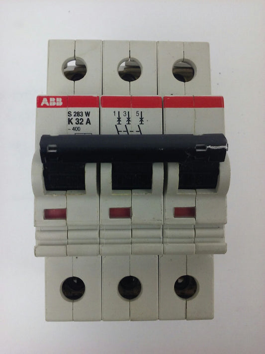 ABB S283W, CIRCUIT BREAKER, K32A, 3POLE, 277/480VAC, MAX 254/440, VDE0660, NEW0