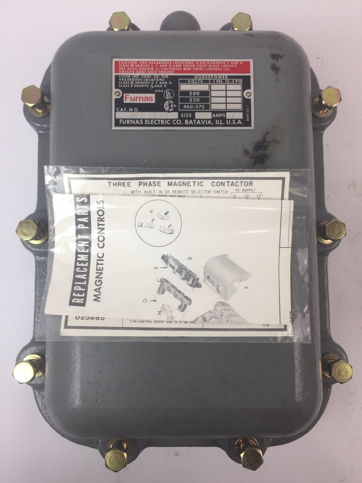 FURNAS 40CF35HAD4 THREE PHASE CONTACTOR 600VAC 20A COIL 110-120V 220-240V 60HZ2