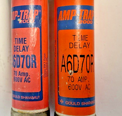 GOULD SHAWMUT A6D70R 70A TIME DELAY 600VAC AMP-TRAP 2000 ***LOTOF2***1