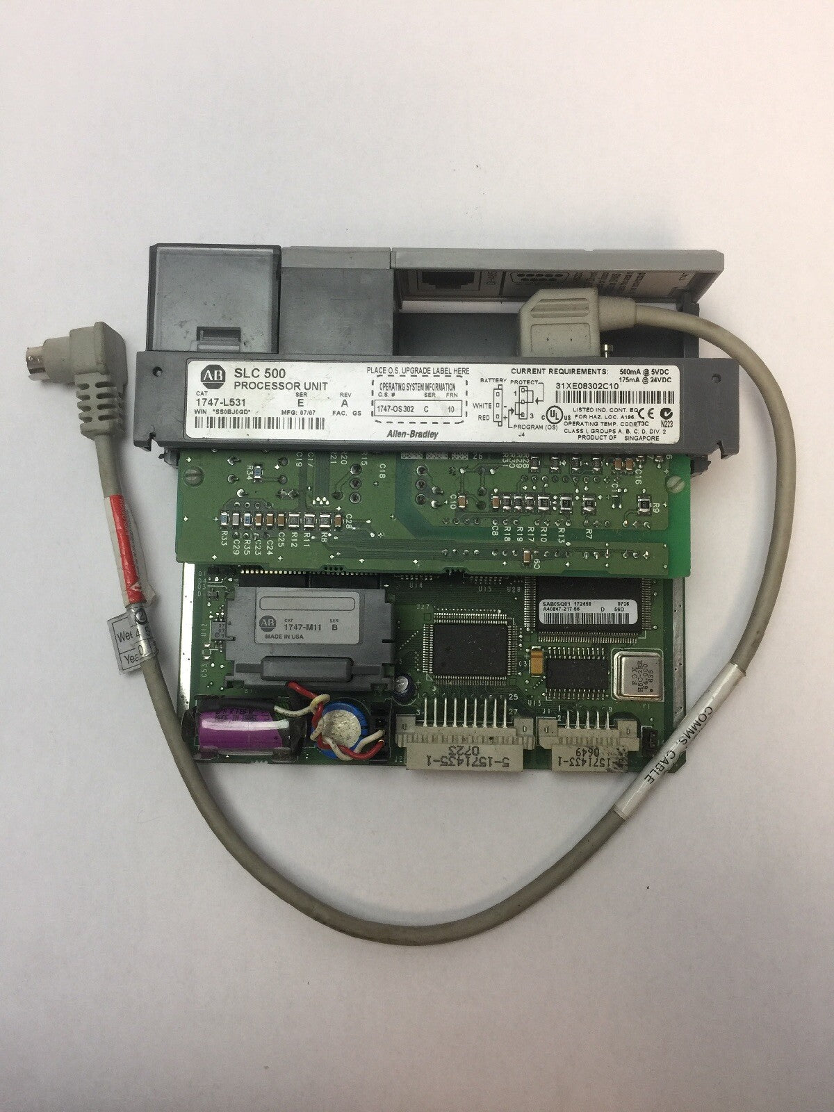 ALLEN BRADLEY 1747-L531 PROCESSOR UNIT 1747-M11 MEMORY 1761-CBL-AP00 CABLE4