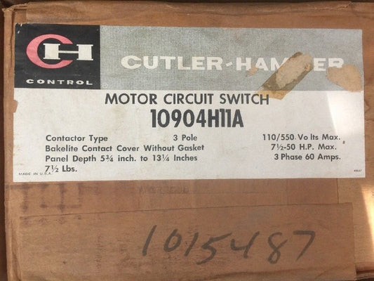 CUTLER HAMMER 10904H11A MOTOR CIRCUIT SWITCH 110/550 VOLTS MAX 7 1/2-50 HP MAX0