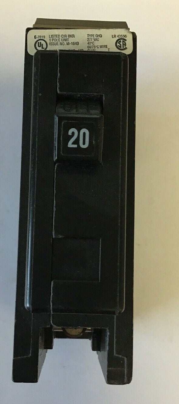 CUTLER HAMMER GHQ1020 20A QUICKLAG CIRCUIT BREAKER 277VAC***LOTOF2***0
