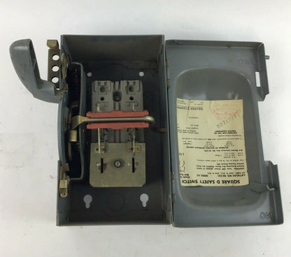 SQUARE D H-221 SAFETY SWITCH SER.A2 30A 240VAC/250VDC 5HP 6