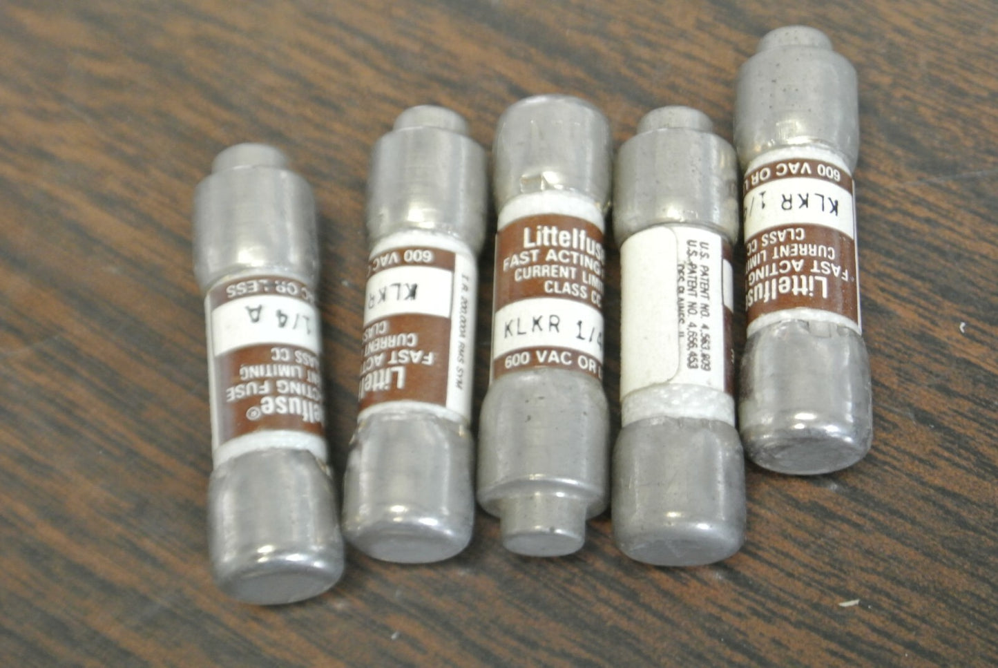 LOT of 5 / LITTELFUSE KLKR1/4 FUSE / 1/4A / 600V / NEW SURPLUS KLKR-1/40