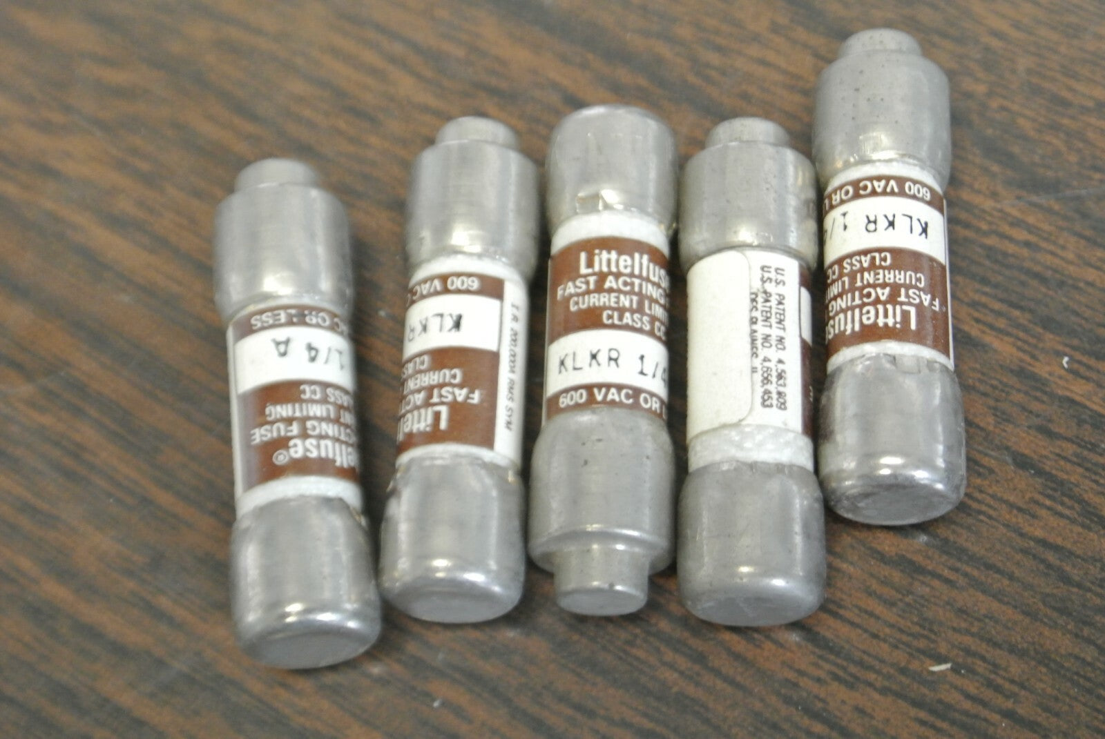 LOT of 5 / LITTELFUSE KLKR1/4 FUSE / 1/4A / 600V / NEW SURPLUS KLKR-1/40