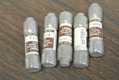 LOT of 5 / LITTELFUSE KLKR1/4 FUSE / 1/4A / 600V / NEW SURPLUS KLKR-1/40