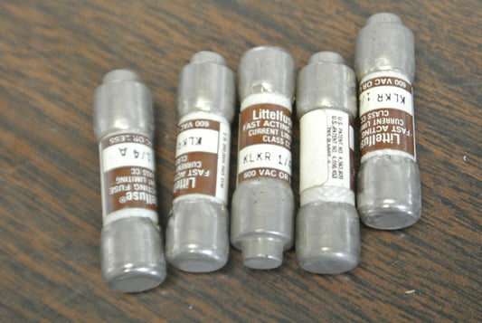 LOT of 5 / LITTELFUSE KLKR1/4 FUSE / 1/4A / 600V / NEW SURPLUS KLKR-1/40