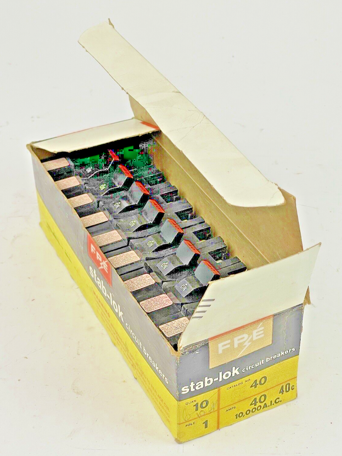 FEDERAL PACIFIC *BOX OF 9* STAB-LOK 40A, 1 POLE CIRCUIT BREAKERS0