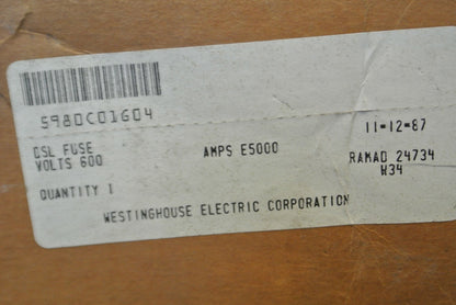 WESTINGHOUSE 5980C01G04 / 6DSL-F5000 DSL TRUCK FUSE / 5000A / 600V5