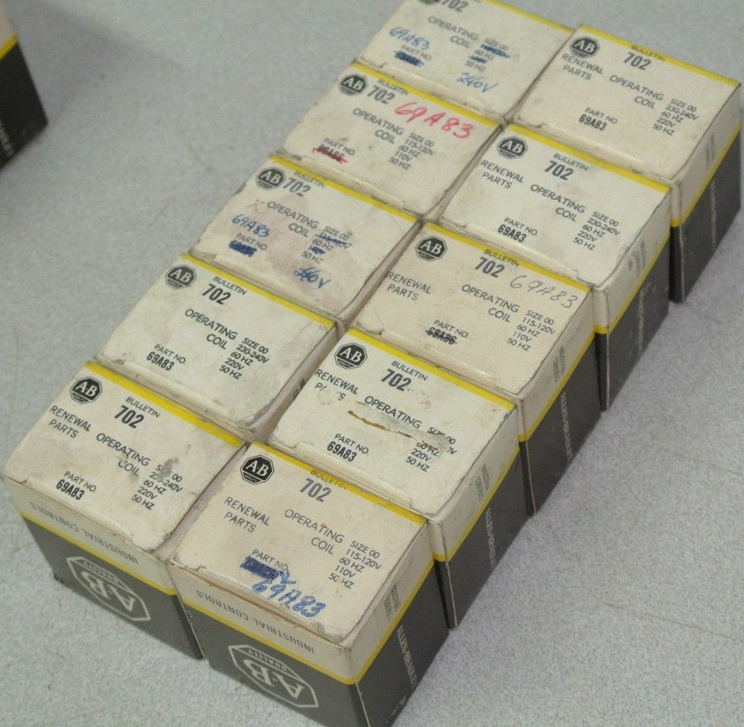 ALLEN-BRADLEY 69A83 COIL SIZE 00 220/50Hz, 230-240V/60Hz  NEW SURPLUS  LOT of 107
