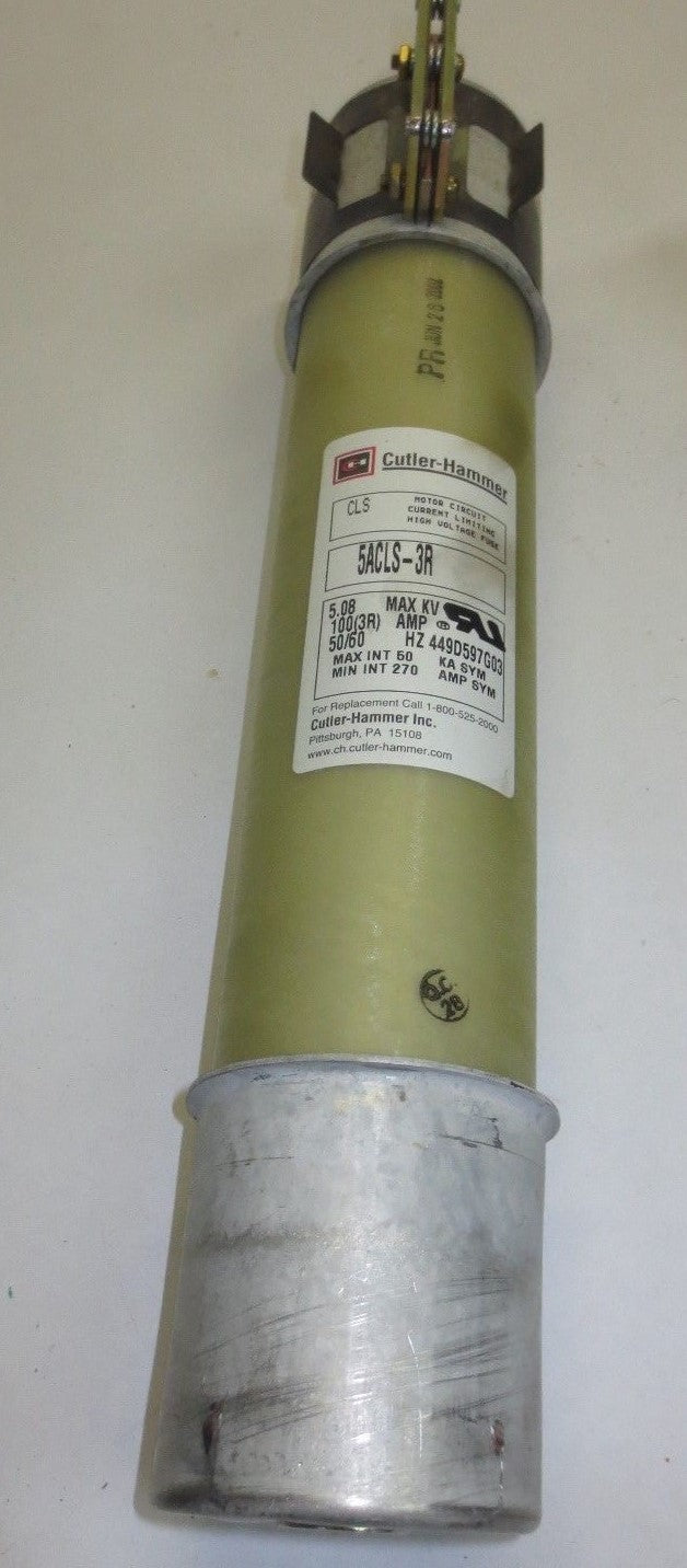 CUTLER-HAMMER 5ACLS-3R MOTOR CIRCUIT HIGH VOLTAGE FUSE 5.08 MAX KV, 100(3R)A, 4