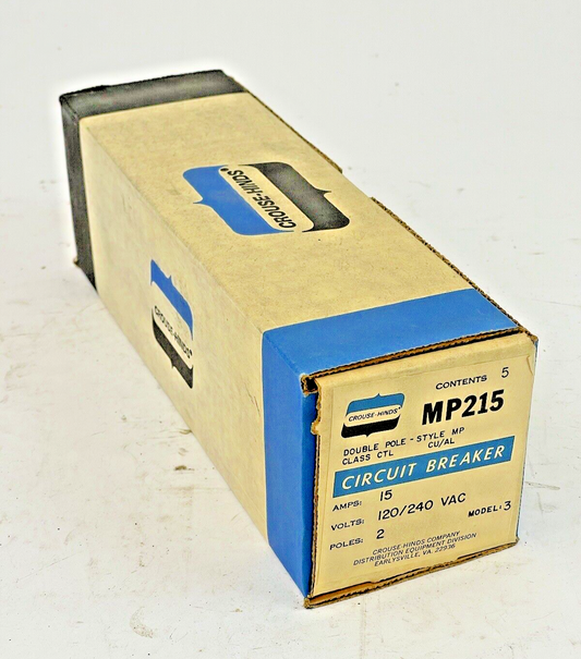 CROUSE-HINDS *BOX OF 5* - MP215 - 2 POLE, 15 A, 240 VAC CIRCUIT BREAKER0