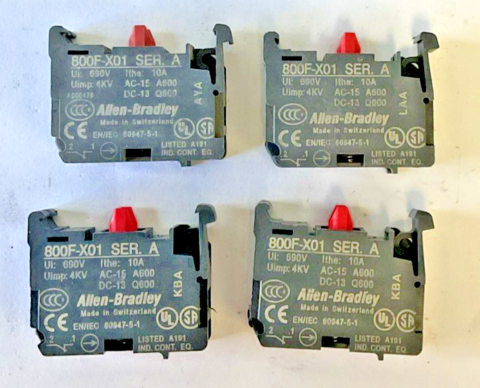 ALLEN BRADLEY 800F-X01 CONTACT BLOCK SER.A 600V 10A 4KV***LOTOF4***0