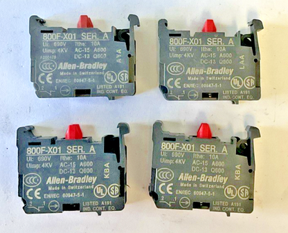 ALLEN BRADLEY 800F-X01 CONTACT BLOCK SER.A 600V 10A 4KV***LOTOF4***0
