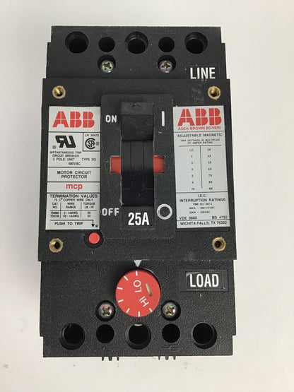 ABB DSM43025L MCP CIRCUIT BREAKER 3P 25A 480V D 6 LUGS 1