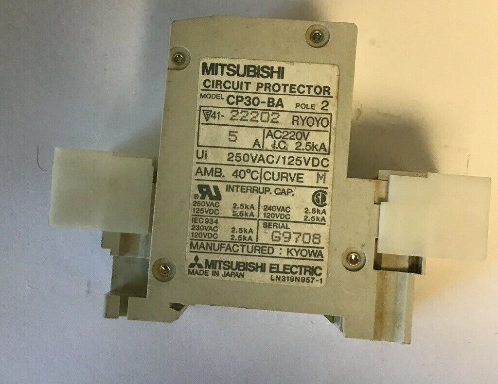 MITUBISHI CP30-BA 5AMP CIRCUIT PROTECTOR 2POLE 250VAC/125VDC 1