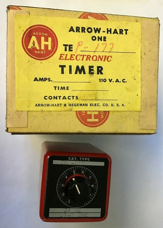 ARROW HART TEP-177 ELECTRONIC TIMER 24DC 1-7 SEC CONT. 5AMPS 115V RAT. 2AMP 220V0