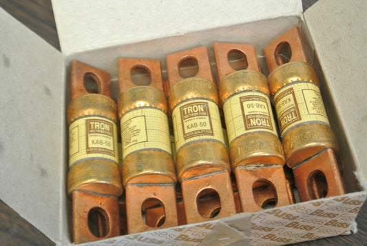 BOX of 10 / BUSSMANN / TRON KAB50 RECTIFIER FUSE / 250V / 50A / NEW SURPLUS0