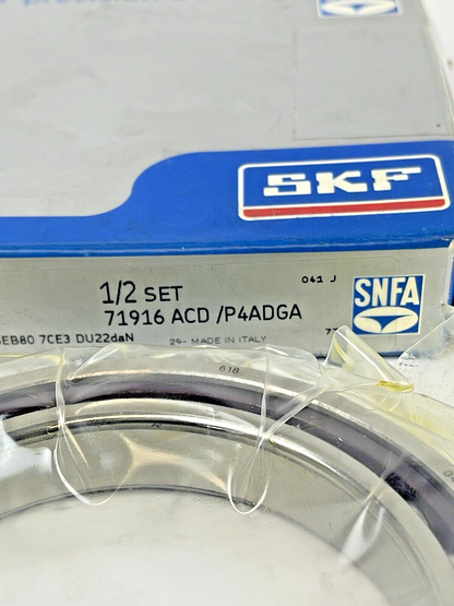 SKF - 71916 ACD/P4ADGA - PRECISION ANGULAR BEARING - 80mm ID x 110mm OD x 16mm W1