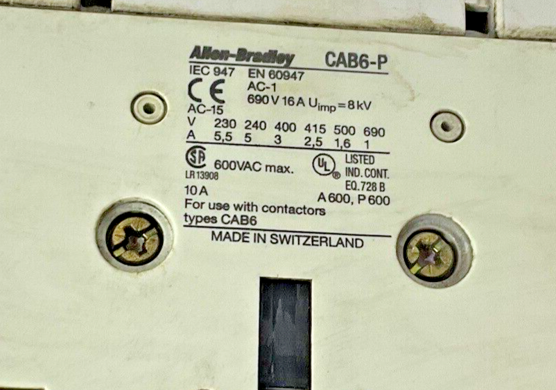 ALLEN BRADLEY CAB6-105-EI CONTACTOR 600V 160A7