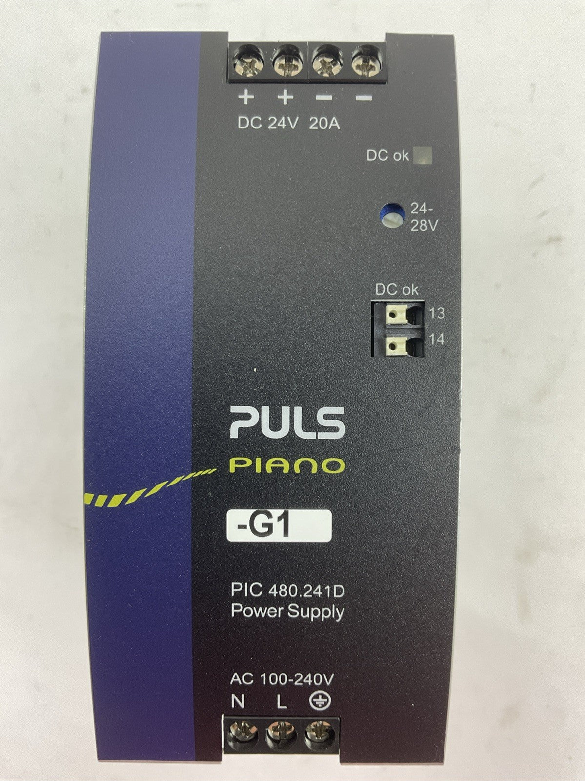PULS PIC480.241D POWER SUPPLY OUTPUT 24-28VDC INPUT 100-240VAC 5.4-2.4A 50-60HZ0