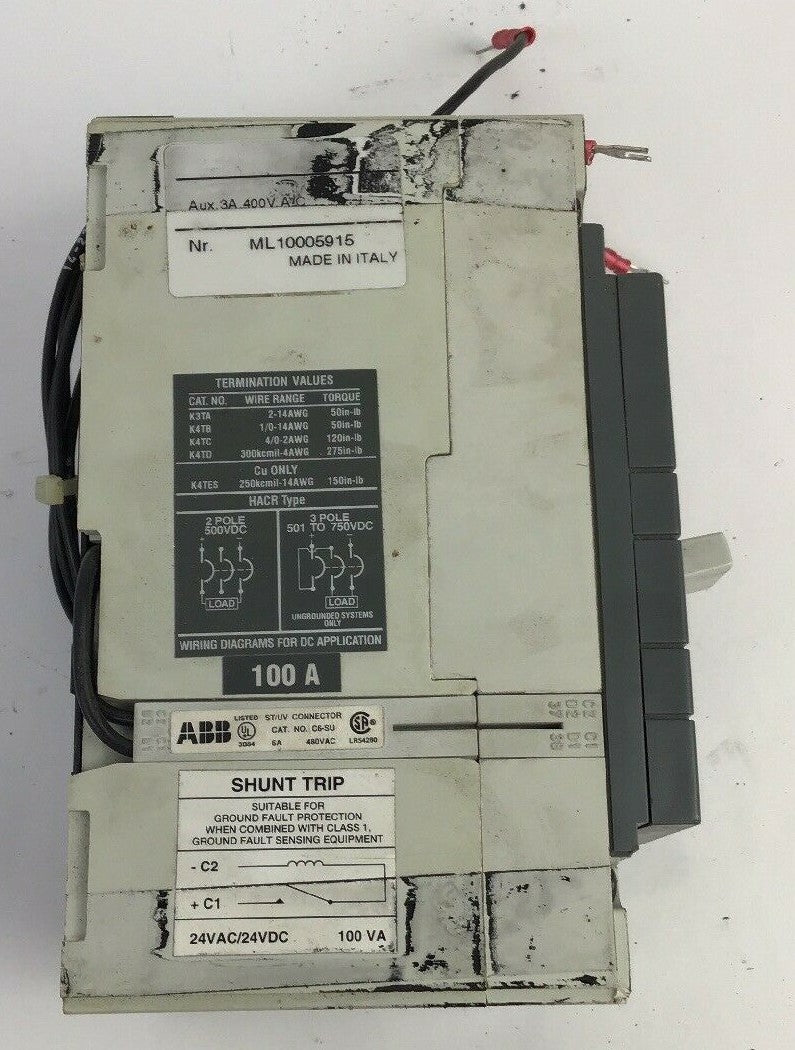 ABB S3N CIRCUIT BREAKER 100AMP 2 POLE 480VAC/500VDC 4